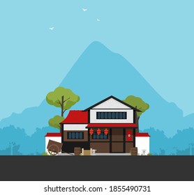 Japan country design template in flat design style isolated on color background