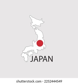 JAPAN country flag and map. vectors