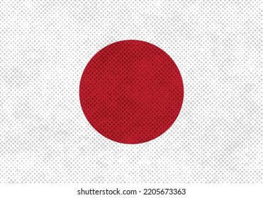 Japan country flag with rough textured, vector illustration
