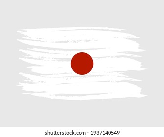 Japan country flag vector background  icon watercolor dry brush ink texture illustration independence Day celebration banner 