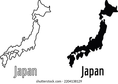 Japan Country Icon Outline Style And Flat Vector Silhouettes