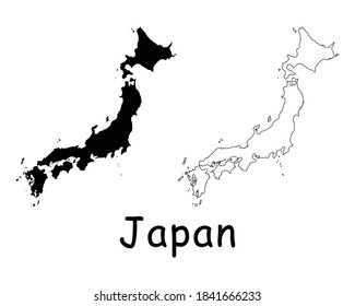 Japan Vector Map Silhouette Outline Isolated Stock Vector (Royalty Free ...