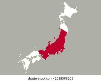 Japan country map with flag background
