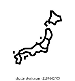 Japan Country Map Flag Line Icon Vector. Japan Country Map Flag Sign. Isolated Contour Symbol Black Illustration