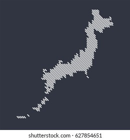 Japan country map made from angled white lines