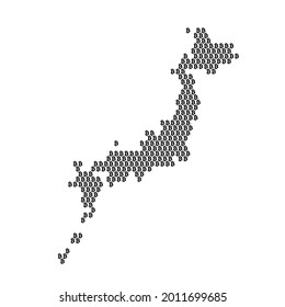 Japan country map made with bitcoin crypto currency logo