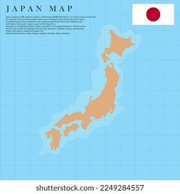 japan country map with nation flag