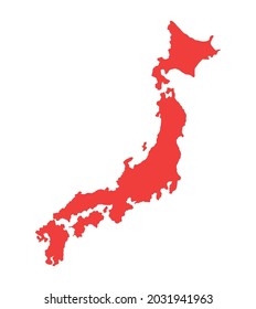 japan country map red silhouette