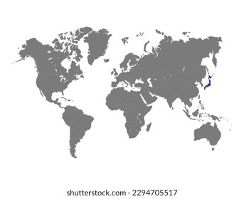 Japan country selected on world map 