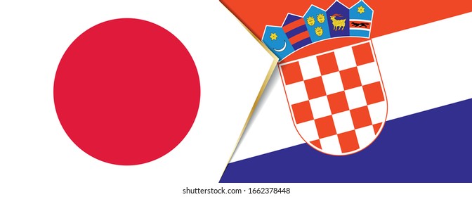 Japan and Croatia flags, two vector flags symbol of relationship or confrontation.