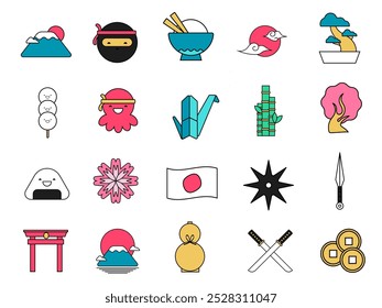 Conjunto de elementos de ilustración de cultura de Japón