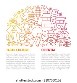 Japan Culture Line Template. Vector Illustration of Outline Design.