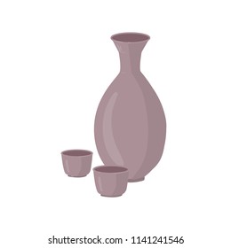 Japan culture symbol vector illustration.  Colorful Japanese jar icon isolated on white background.