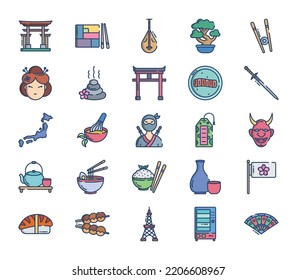 Japan Culture And Tradition Icon Set