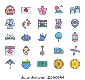 Japan Culture And Tradition Icon Set