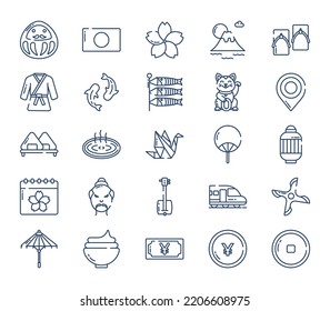 Japan Culture And Tradition Icon Set