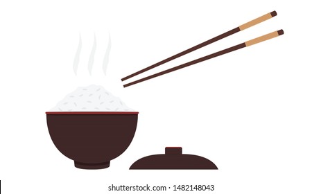 japan cup and chopsticks vector. wallpaper. free space for text. japan cup symbol. rice in the cup.