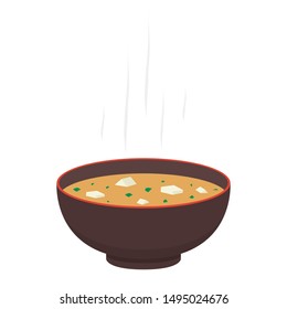 Japan cup vector. Miso soup in cup. wallpaper. free space for text.
