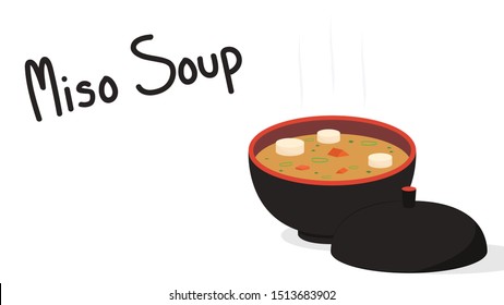 Japan cup vector. Miso soup in cup. wallpaper. free space for text.