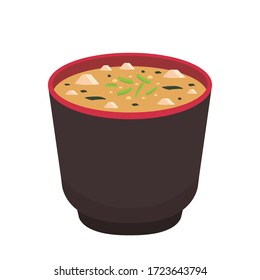 Japan cup vector. Miso soup in cup. wallpaper. free space for text.