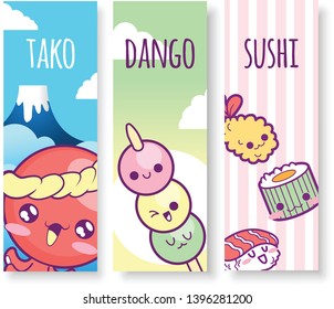 japan cute doodle sticker and background