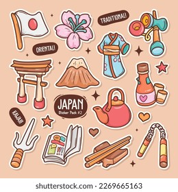 Japan Cute Doodle Vector Sticker Collection 