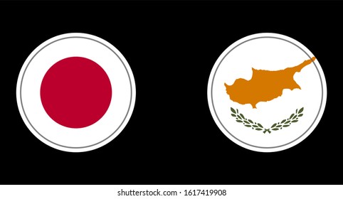  Japan and Cyprus flag circle on a black background