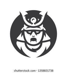 Japan dead Samurai. Zombie warrior Vector silhouette sign.