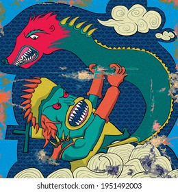 japan design art tshirt dragon