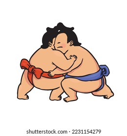japan design elements fighting sumo characters sketch.