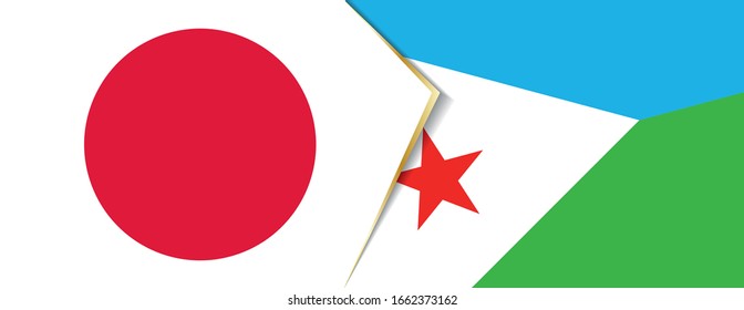 Japan und Dschibuti Flaggen, zwei Vektorillustrationen Flaggen Symbol für Beziehung oder Konfrontation.