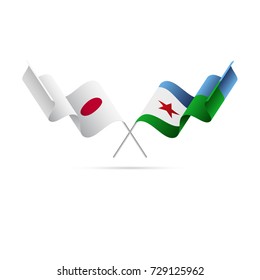 Japan and Djibouti flags. Vector illustration.
