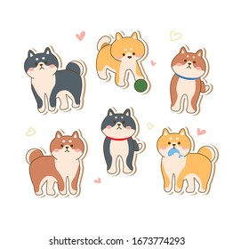 Japan Hund Shiba Inu Charakter - Vektorillustration Illustration und alle Elemente einzeln