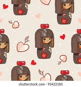 Japan doll seamless pattern