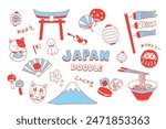 Japan doodle. Hand drawing styles with Japan culture items.