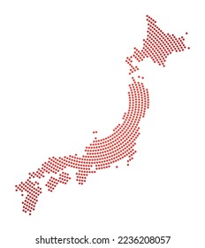 Japan dotted map. Digital style shape of Japan. Tech icon of the country with gradiented dots. Vibrant vector illustration.