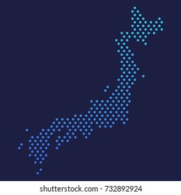 Japan Dotted Map Vector Round Design Gradient Art