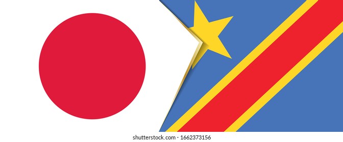 Japan and DR Congo flags, two vector flags symbol of relationship or confrontation.
