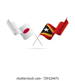 Japan and East Timor flags. Vector illustration.