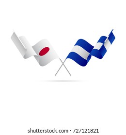 Japan and El Salvador flags. Vector illustration.
