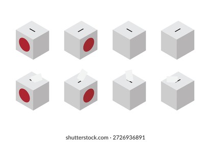 Eleição Japonesa - Vetor Isométrico de Urna