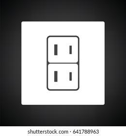 Japan electrical socket icon. Black background with white. Vector illustration.