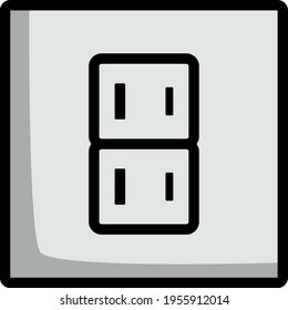 Japan Electrical Socket Icon. Editable Bold Outline With Color Fill Design. Vector Illustration.