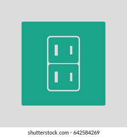 Japan electrical socket icon. Gray background with green. Vector illustration.