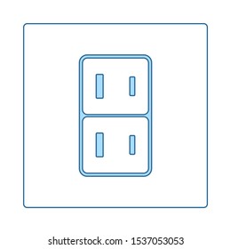 Japan Electrical Socket Icon. Thin Line With Blue Fill Design. Vector Illustration.