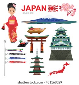 JAPAN ELEMENT and travel vector design