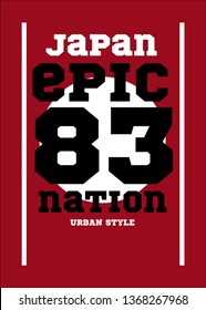 japan epic nation,t-shirt design vector illustration
