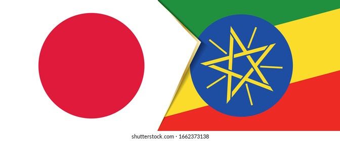 Japan and Ethiopia flags, two vector flags symbol of relationship or confrontation.