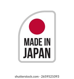 Sello de exportación de Japón - Sol rojo hecho en la etiqueta del icono de Japón