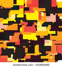 Japan Fall Abstract Geometric Pixelated Mosaic Pattern with Square Fragments, Random Pixels, Repeatble Low Resolution Effect, Retro Texture, Old Houses District Fashion, Kyoto Block Background